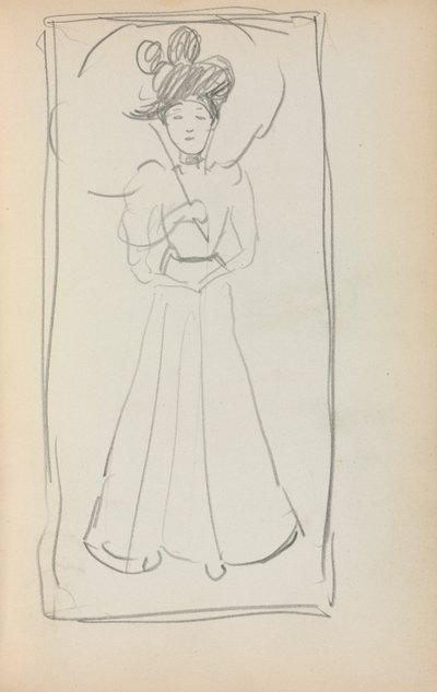 Cuaderno de bocetos italiano: Mujer de pie con parasol página 233, 1898-1899 de Maurice Brazil Prendergast