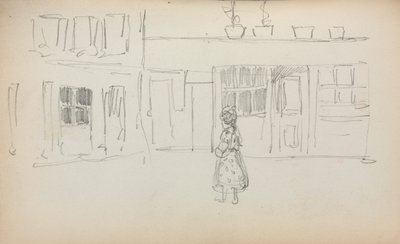 Cuaderno de bocetos italiano: Escena callejera con una niña, página 159, 1898-1899 de Maurice Brazil Prendergast