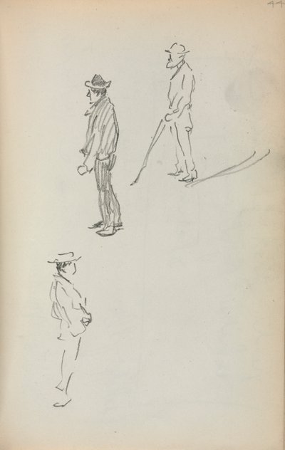 Cuaderno de bocetos italiano: Tres hombres de pie, página 44, 1898-1899 de Maurice Brazil Prendergast