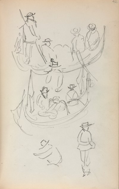 Cuaderno de Bocetos Italiano: Dos Góndolas con figuras, 1898-1899 de Maurice Brazil Prendergast