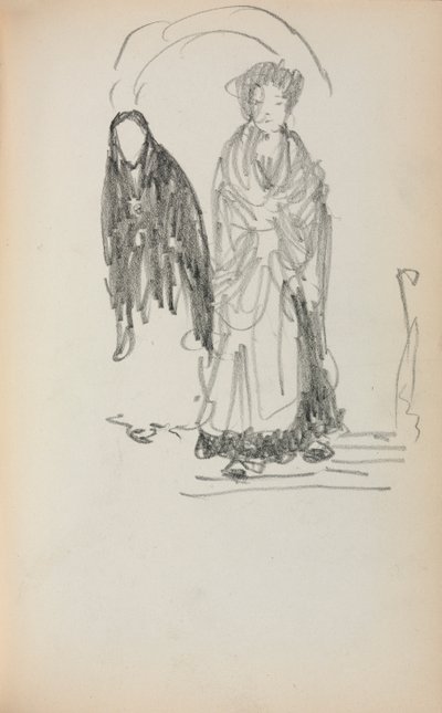 Cuaderno de bocetos italiano: Dos mujeres de pie página 123, 1898-1899 de Maurice Brazil Prendergast