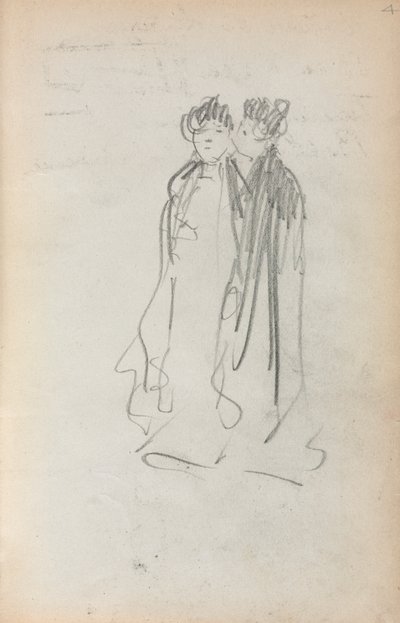 Cuaderno de bocetos italiano: Dos mujeres de pie (página 4) de Maurice Brazil Prendergast