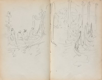 Cuaderno de bocetos italiano: Vista del puerto veneciano página 31 y 32, 1898-1899 de Maurice Brazil Prendergast