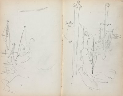 Cuaderno de bocetos italiano: Vista del puerto veneciano página 33 y 34, 1898-1899 de Maurice Brazil Prendergast