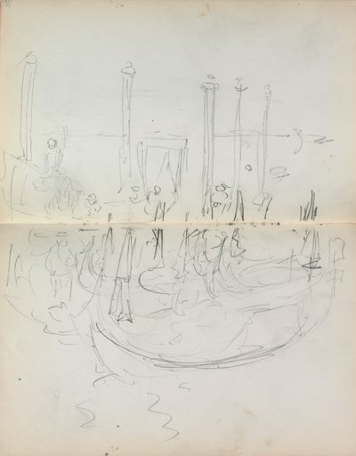 Cuaderno de bocetos italiano: Vista del puerto veneciano página 37 y 38 de Maurice Brazil Prendergast