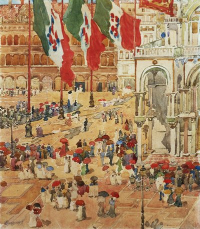 La Piazza de San Marcos, Venecia de Maurice Brazil Prendergast