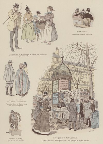 Ilustración para París Brillante (litografía en color) de Maurice Charles Mathieu Bonvoisin