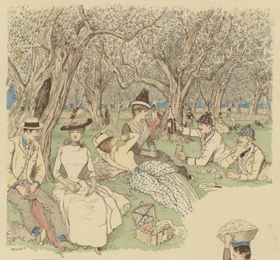 Un picnic bajo los olivos en Beaulieu en el sur de Francia de Maurice Charles Mathieu Bonvoisin