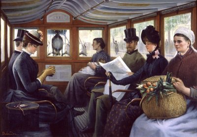pasajeros de un autobús en París de Maurice Delondre