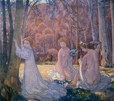 Figuras en Paisaje Primaveral Bosque Sagrado de Maurice Denis