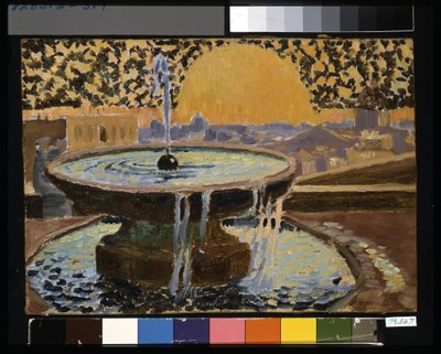 Fuente de Villa Médicis (óleo sobre cartón estratificado) de Maurice Denis