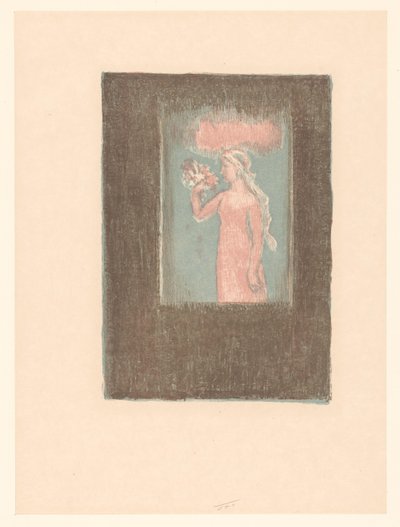 Joven con flores frente a una ventana de Maurice Denis