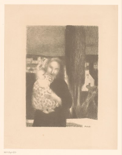 Madre con su bebé junto a un ciprés de Maurice Denis