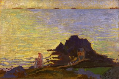 Madre e hijo sobre un saliente rocoso de Maurice Denis