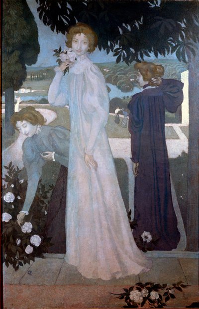 Retrato de Yvonne Lerolle en tres aspectos de Maurice Denis