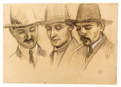 Retratos del padre Couturier, Charles Plessard y André Lecoutey. Estudio para la cúpula de Dutuit: los tres arquitectos de la Escuela Francesa de Roma de Maurice Denis