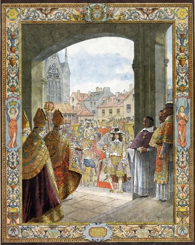 Llegada a la Sainte-Chapelle para la proclamación de su mayoría del Rey de Francia Luis XIV conocido como Le Roi-Soleil de Maurice Leloir