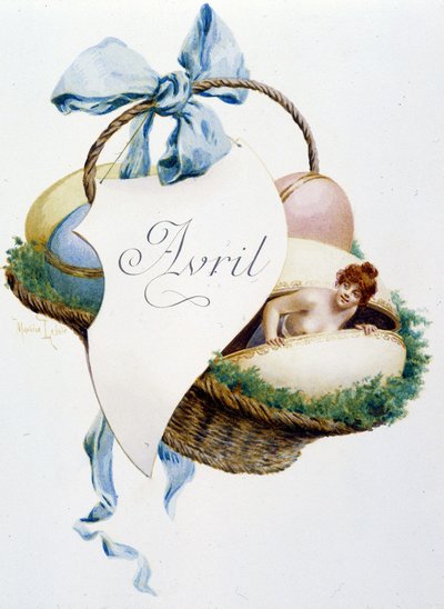 Abril “La Chanson du mois” de Jérôme Doucet, ilustración - Maurice Leloir, ed. Reims 1904. L. Michaud de Maurice Leloir