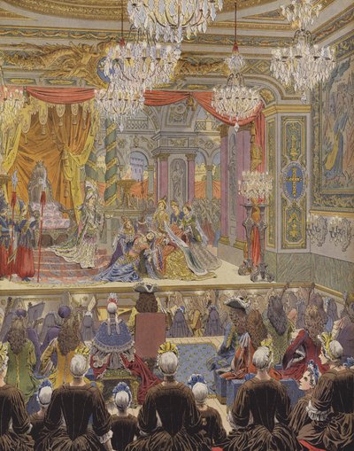 Primera representación de Esther de Racine por Les Demoiselles de Saint-Cyr de Maurice Leloir
