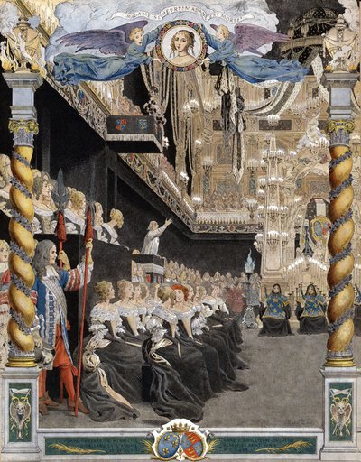 Funeral de Henriette Anne de Inglaterra (1644-1670), en la Basílica de Saint Denis el 21 de agosto de Maurice Leloir