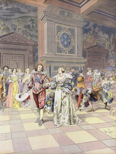 George Villiers, primer duque de Buckingham en la Corte en Francia de Maurice Leloir