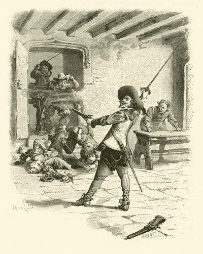 Ilustración de Los Tres Mosqueteros de Maurice Leloir