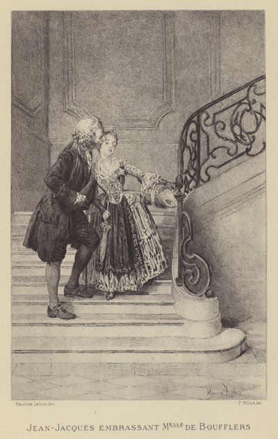 Jean-Jacques Rousseau besando a Madame de Boufflers de Maurice Leloir