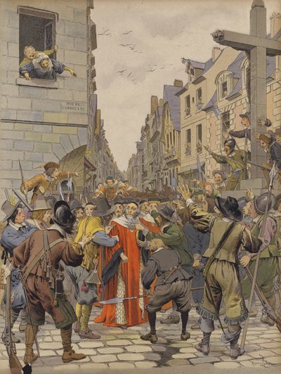 Jornada de las Barricadas, Mathieu Molé en la Croix du Trahoir de Maurice Leloir