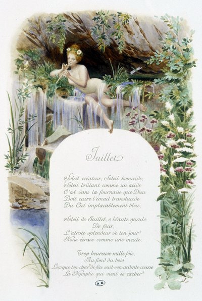 Julio “La Chanson du mois” por Jérôme Doucet, ilustración - Maurice Leloir, ed. Reims 1904. L. Michaud de Maurice Leloir