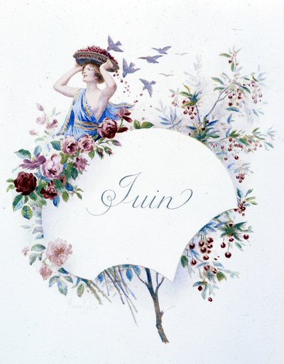 Junio "La Chanson du mois" por Jérôme Doucet, ilustración - Maurice Leloir, ed. Reims 1904. L. Michaud de Maurice Leloir