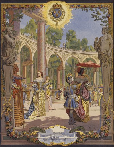 El Rey Luis XIV visitando las obras en Versalles, Le Bosquet De La Colonnade de Maurice Leloir