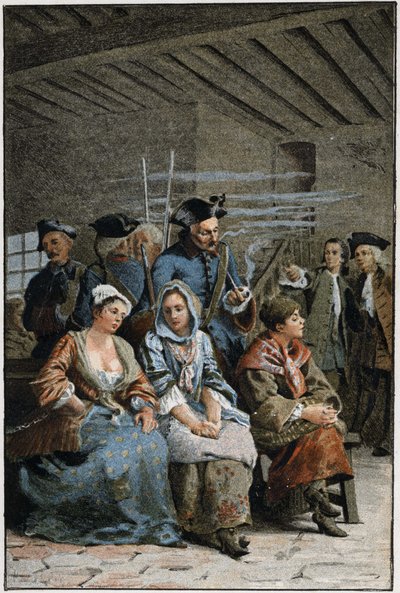 La Cadena - en “Historia de Manon Lescaut y del caballero Des Grieux” por el abate Prévost (1697-1763), escritor francés. Grabado según dibujos de Maurice Leloir (1885) de Maurice Leloir