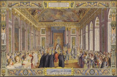 Recepción del Dogo de Génova, en La Galerie des Glaces, Versalles de Maurice Leloir