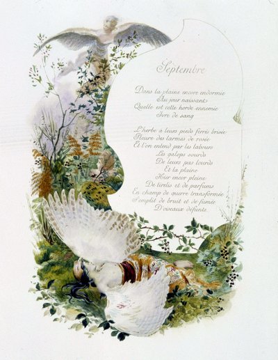 Septiembre “La Chanson du mois” por Jérôme Doucet, ilustración - Maurice Leloir, ed. Reims 1904. L. Michaud de Maurice Leloir