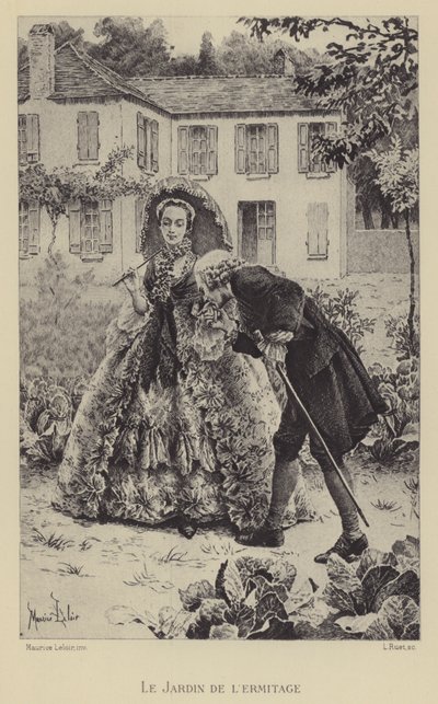 El jardín del Hermitage (grabado) de Maurice Leloir