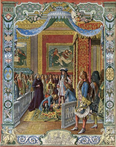 El ascenso del rey Luis XIV conocido como el Rey Sol (Rey Sol o Luis el Grande) de Maurice Leloir