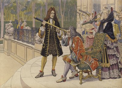 El eclipse solar, el rey Luis XIV y las mujeres de la Corte en la terraza del Chateau de Marly de Maurice Leloir