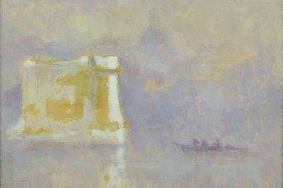 Pila blanca rodeada de niebla (acuarela sobre papel) de Maurice Louvrier