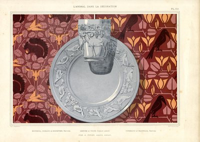 Motivos decorativos animales en textiles y cerámica (litografía) de Maurice Pillard Verneuil