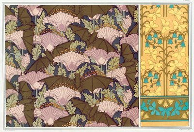 Diseños para una colgadura de pared con murciélagos y amapolas de Maurice Pillard Verneuil