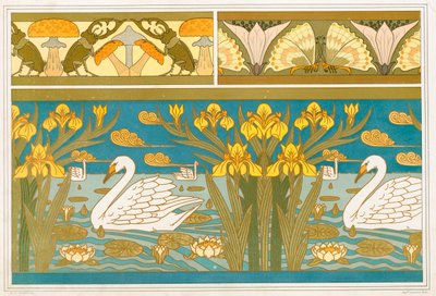 Diseños para Borde de Papel Tapiz con Escarabajos y Hongos de Maurice Pillard Verneuil
