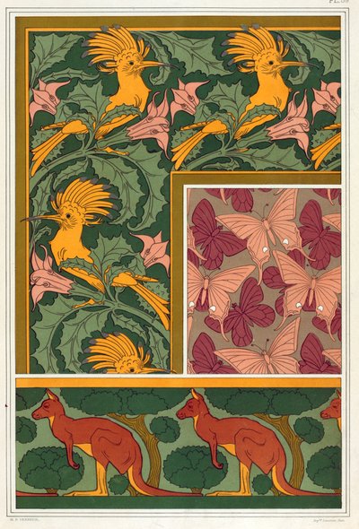 Diseños para bordes de papel tapiz y tela de seda, pub. 1897 de Maurice Pillard Verneuil