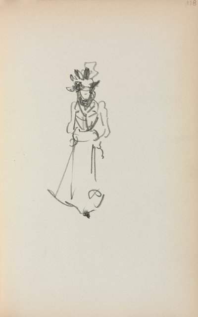 Cuaderno de bocetos italiano: Mujer de pie ( página 118) de Maurice Prendergast