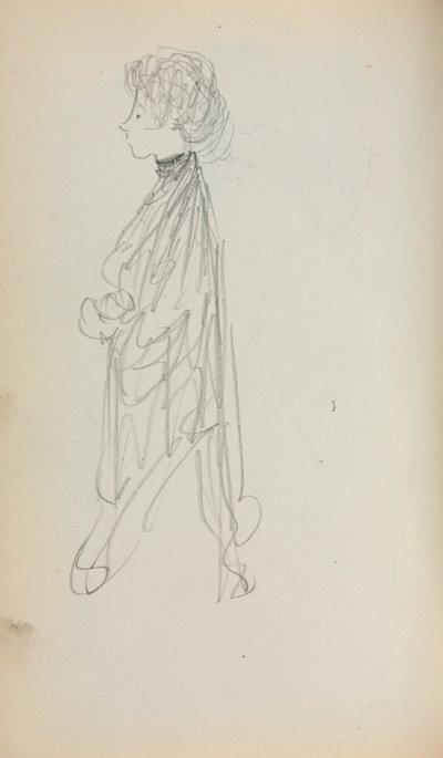 Cuaderno de bocetos italiano: Mujer de pie de perfil (página 51) de Maurice Prendergast