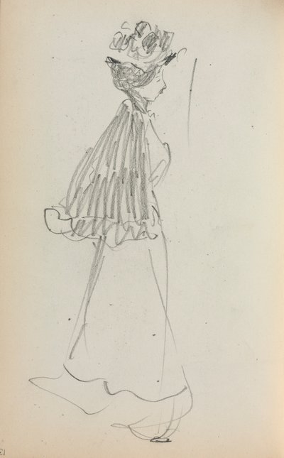 Cuaderno de bocetos italiano: Mujer de pie de perfil (página 130) de Maurice Prendergast