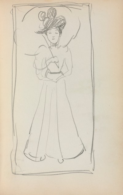 Cuaderno de bocetos italiano: Mujer de pie con sombrilla (página 233) de Maurice Prendergast
