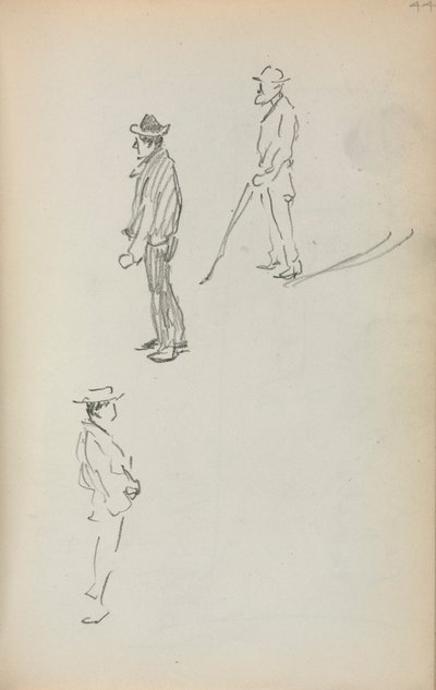 Cuaderno de bocetos italiano: Tres hombres de pie (página 44) de Maurice Prendergast
