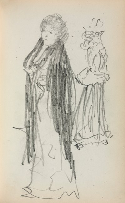 Cuaderno de bocetos italiano: Dos mujeres de pie (página 129) de Maurice Prendergast