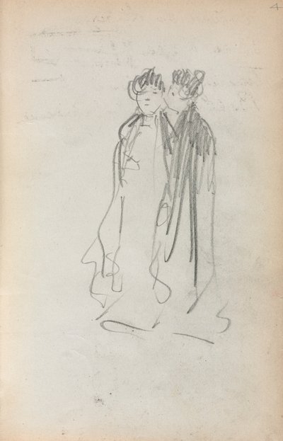 Cuaderno de bocetos italiano: Dos mujeres de pie (página 4) de Maurice Prendergast