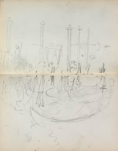 Cuaderno de bocetos italiano: Vista del puerto veneciano (páginas 37 y 38) de Maurice Prendergast